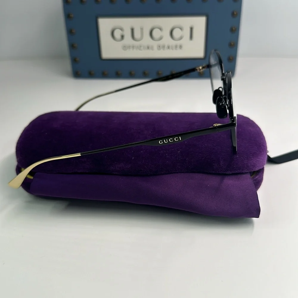 New Authentic GUCCI GG0337O Round Black Eyeglasses